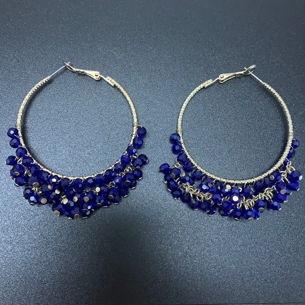 Blue and Gold Boston Proper Hoop Earrings